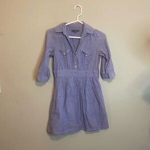 Twenty One Womens Side Zip Chambray 3/4 Sleeve Shirt‎ Mini Dress Blue Small